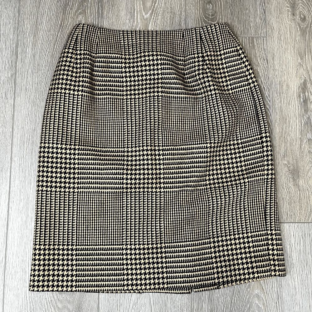 Talbots‎ 100% Wool Plaid Houndstooth Brown tan Black Sizes 4